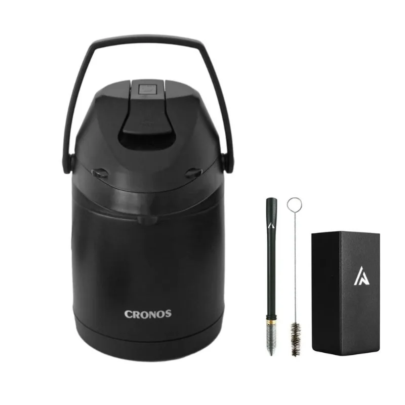 Kit Terere Garrafa Inox 2.5l + Copo Quadrado + Bomba + Erva 500g Hortelã