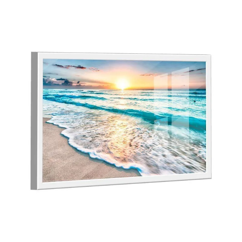 Quadro Mar E Pôr Do Sol -- Br Artes