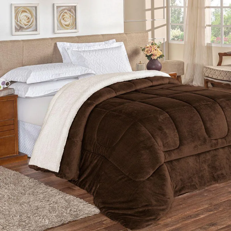 Coberdrom Apollo Queen + Manta Flannel 1 Peça Marrom