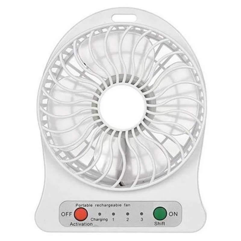 Ventilador Portátil de Mesa SDS Mini Recarregável USB 3 Velocidades Cinza