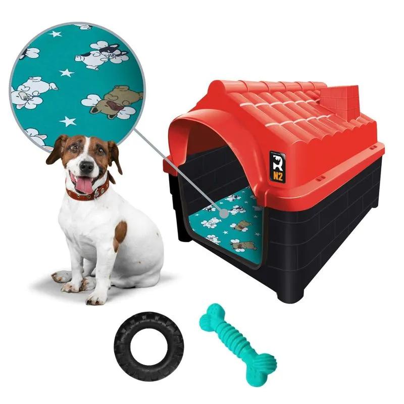 Casinha Cachorro Com Colchonete E Brinquedos - Pequeno Porte
