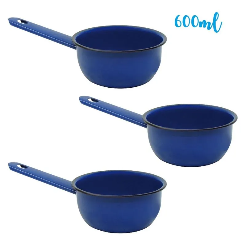 Kit 3 Panela Esmaltada Ágata Pequena 12 600ml Metallouça