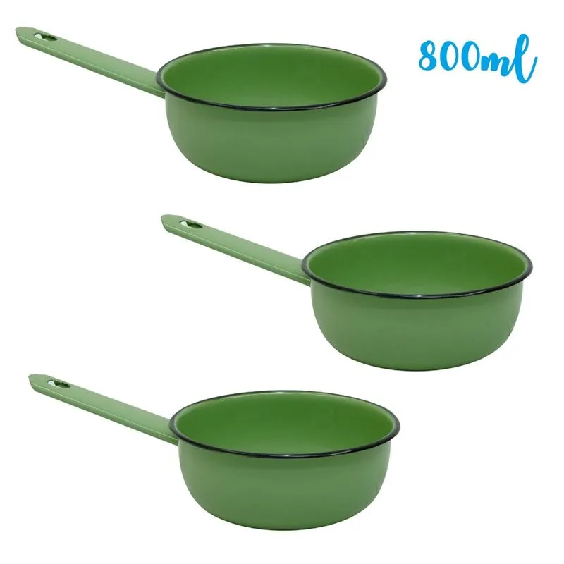 Kit 3 Panela Papeiro Esmaltada Ágata 14 800ml Metallouça