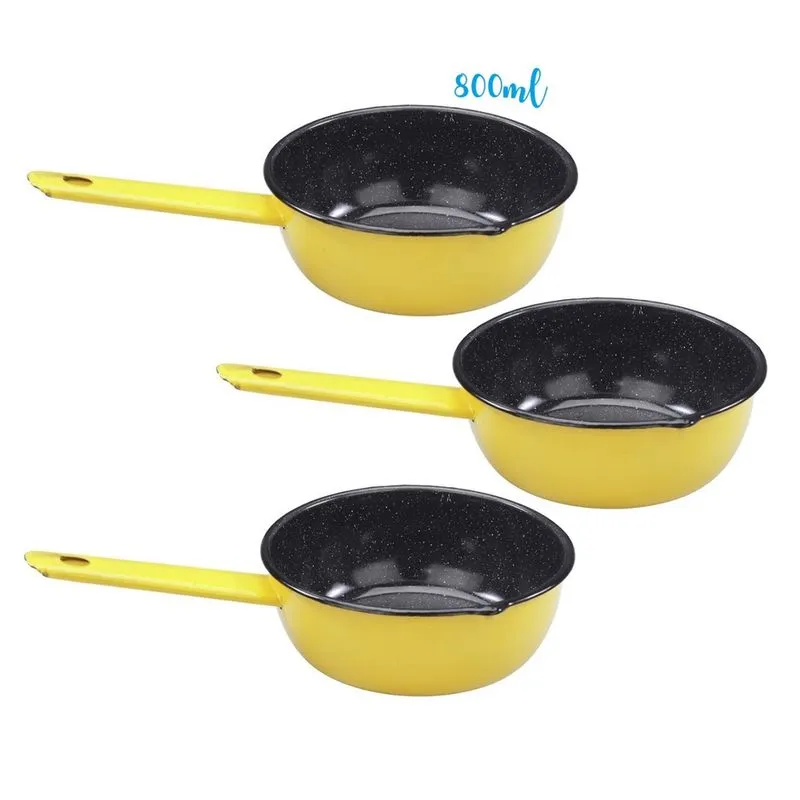 Kit 3 Panela Papeiro Esmaltada Ágata 14 800ml Metallouça