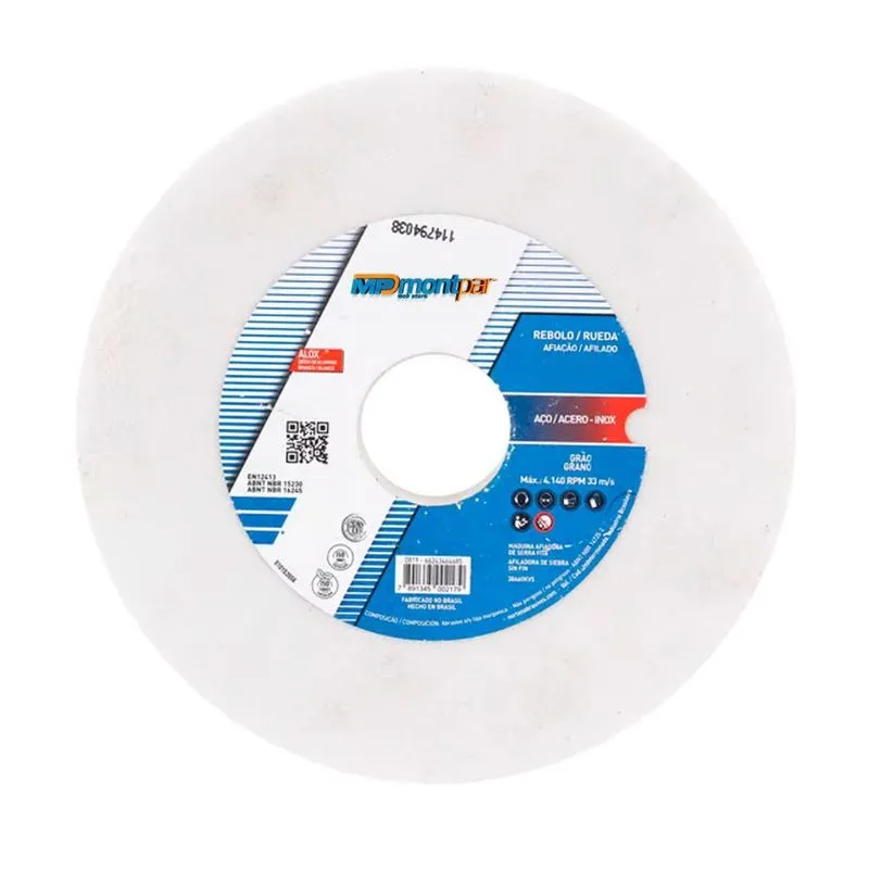 Rebolo Branco Reto Para Retífica E Afiação 7 X 1/2 X 1.1/4