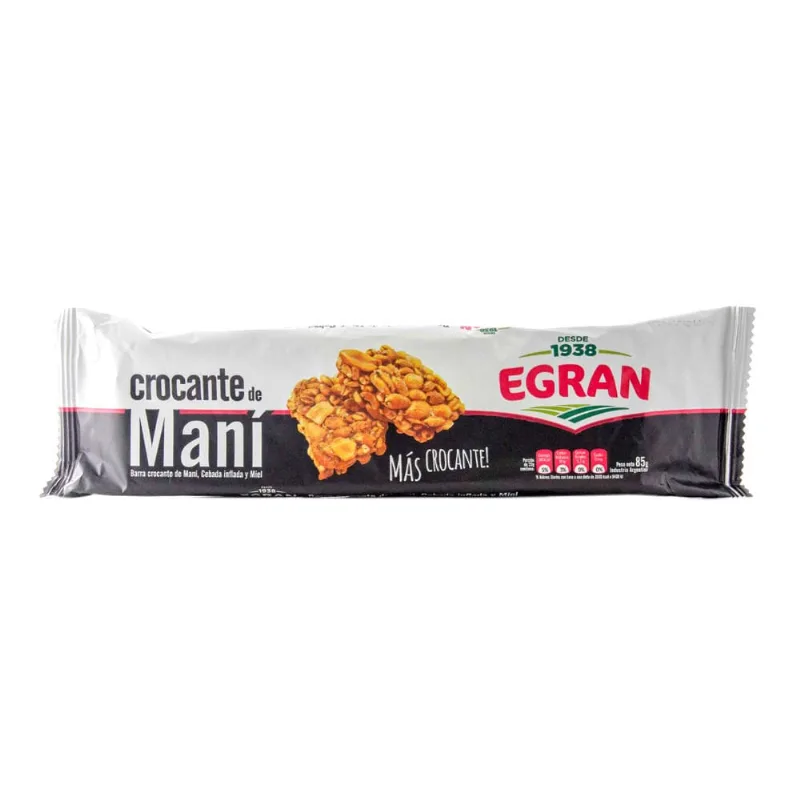 Barras de Cereal Sabor Maní Cebada y Miel 85 Grs Egran