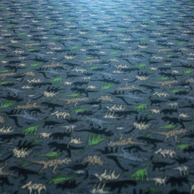 Tecido Malha Soft 100% Poliester Dinossauro Azul 2 Metros