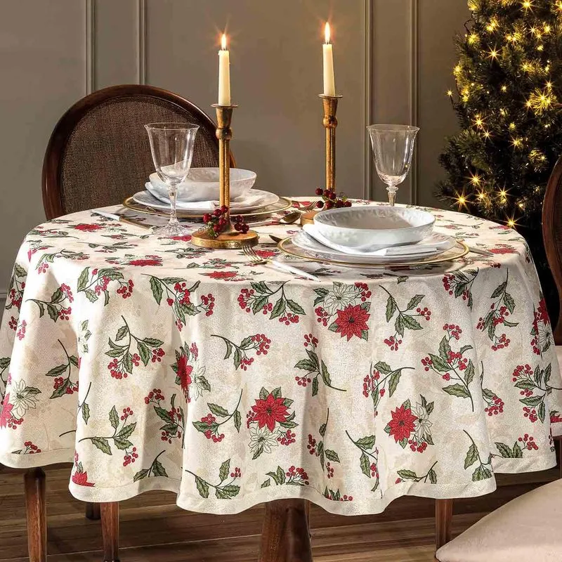 Toalha De Mesa Natal Redonda 4 Lugares Dohler Escolha A Cor
