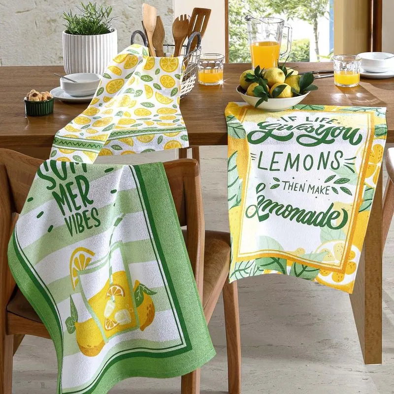 Kit 12 Panos De Prato Copa Cozinha Dohler 100% Algodão Limão