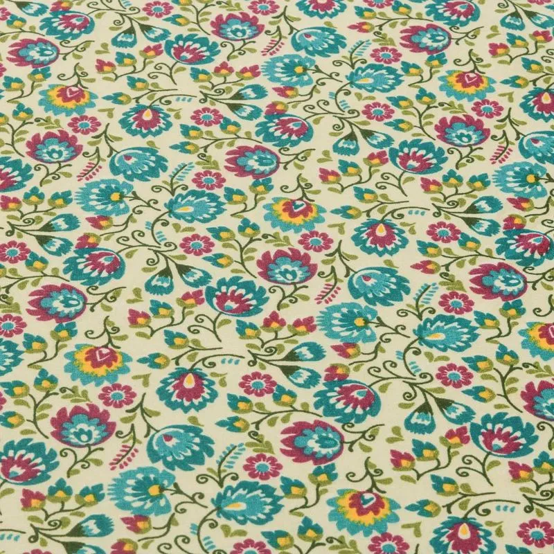 Tricoline Patchwork 100% Algodão - 1m - Flores Azuis