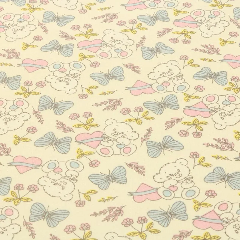 Tecido Tricoline Patchwork 100% Algodão - Urso Amarelo - 1m
