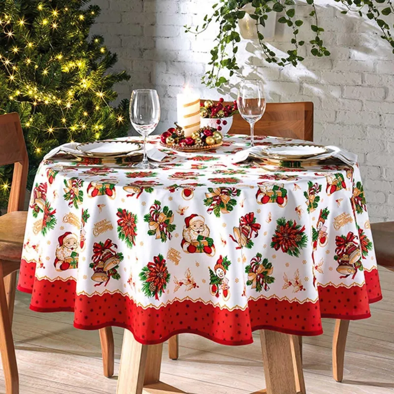 Toalha De Mesa Natal Redonda 4 Lugares Dohler Escolha A Cor