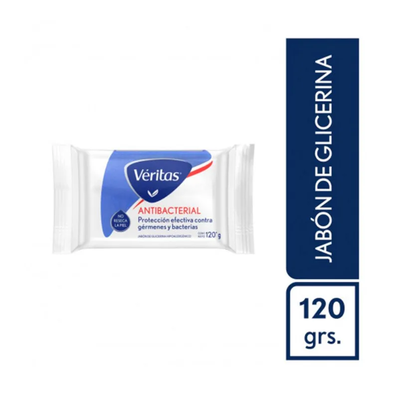 Jabón antibacterial Veritas glicerina 120 g.