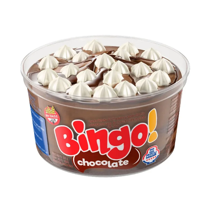 Helado Bingo chocolate sin TACC pote 190 g.