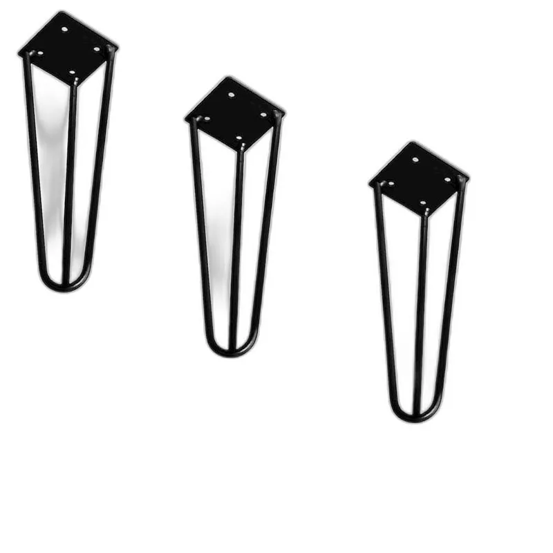 Kit Com 3 Pés De Ferro Hairpin Legs 30 Cm Preto Medcombo