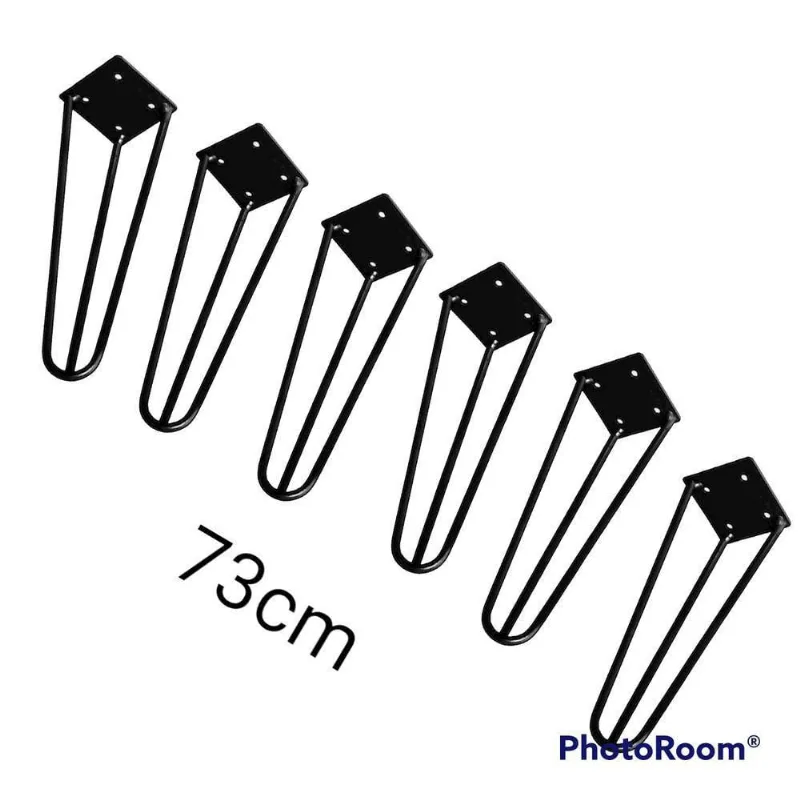 Kit Com 6 Pés De Ferro Hairpin Legs 73 Cm Preto Medcombo