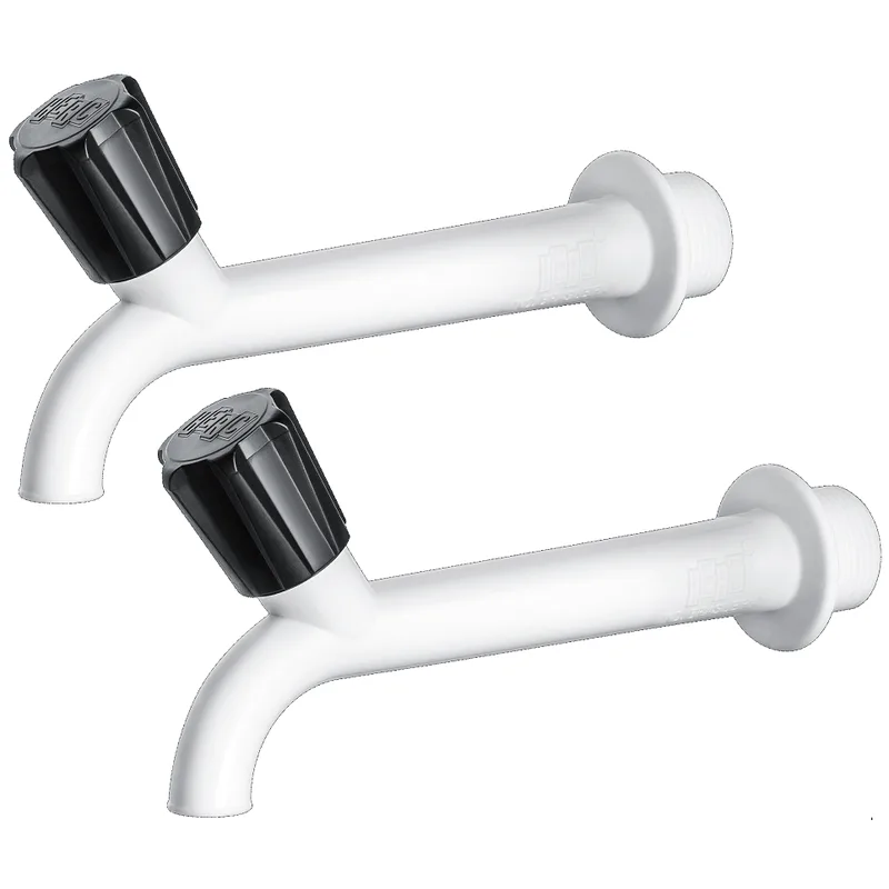 Kit 4 Torneira De Parede Plástica Tanque 15cm Branca Herc
