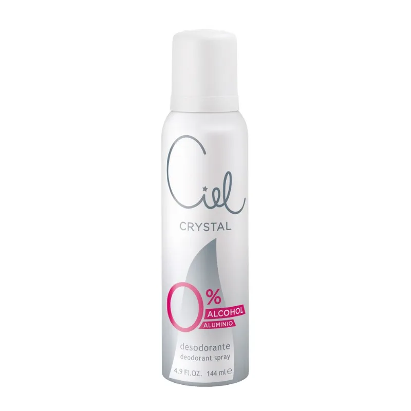 Desodorante en aerosol femenino Ciel crystal 0% alcohol 144 cc.