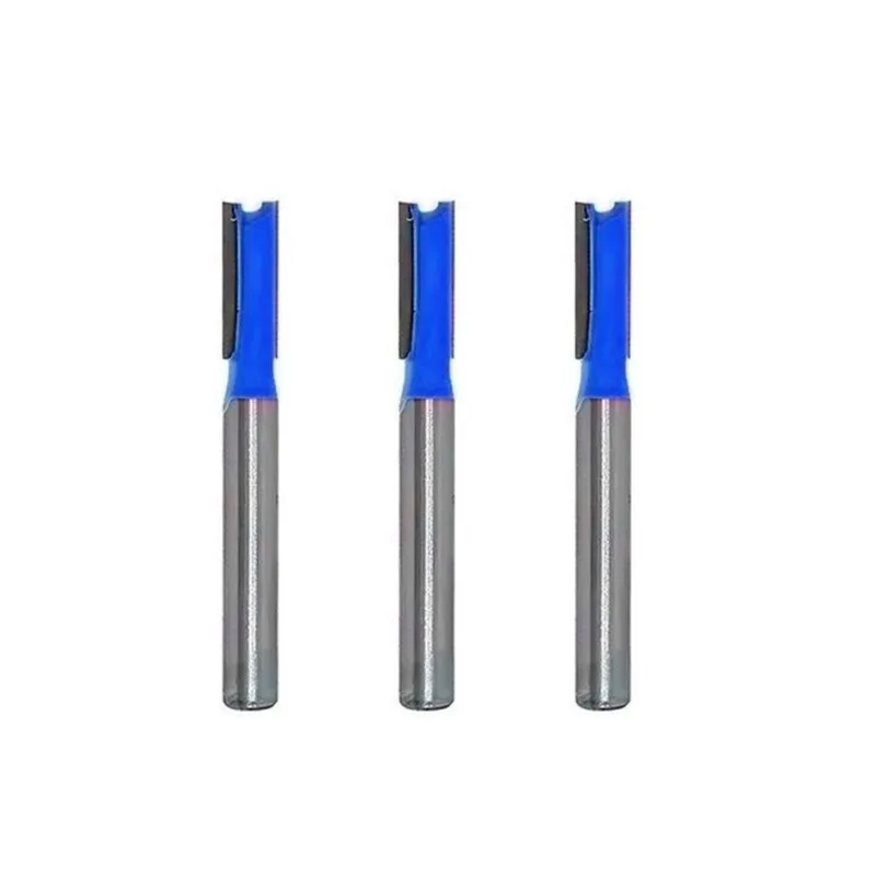 Kit 3 Fresas Retas 6Mm 2 Dentes De Metal Duro Para Tupia