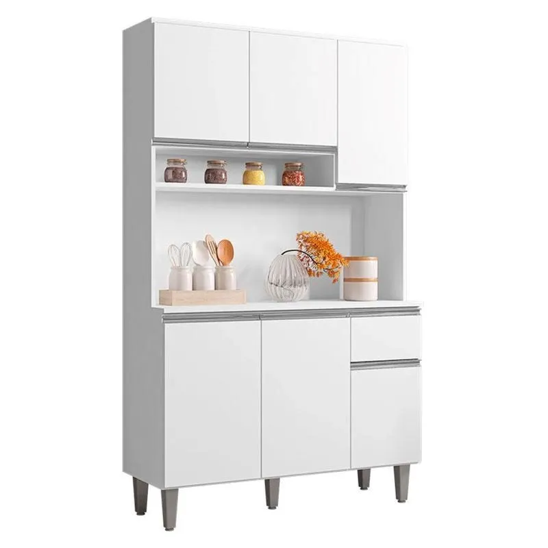 Kit Armario Cozinha 105cm Compacta 6 Portas Marcia Branco Aj