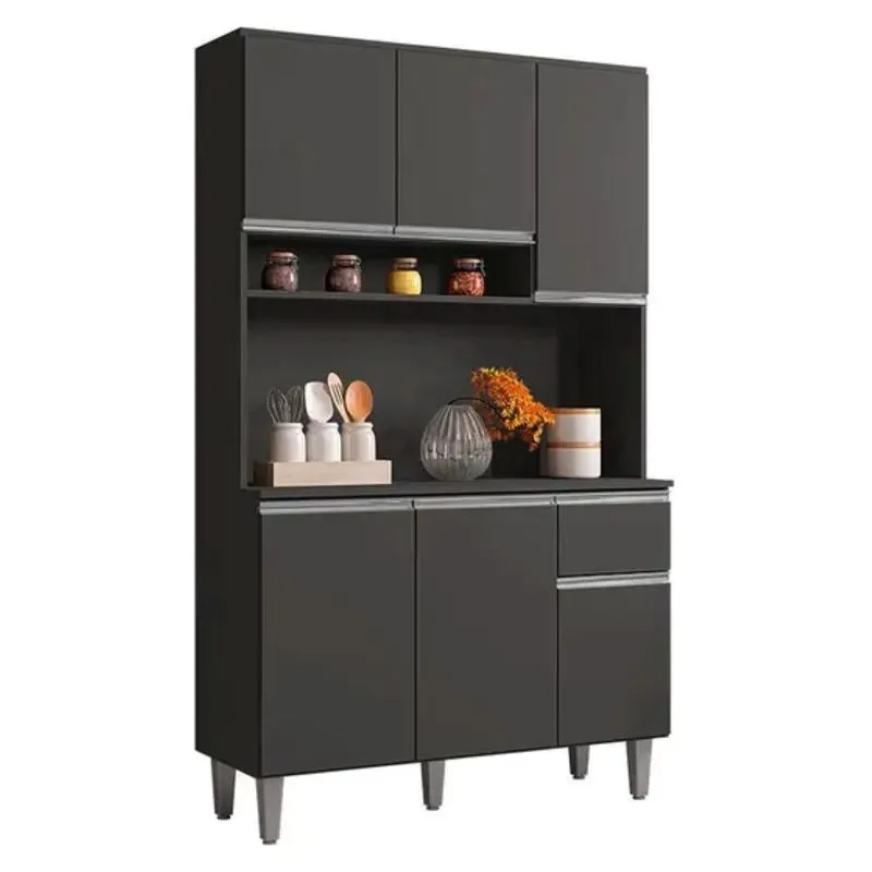Kit Armario Cozinha Compacta Marcia 105cm 6 Portas Cor Cinza Ajl
