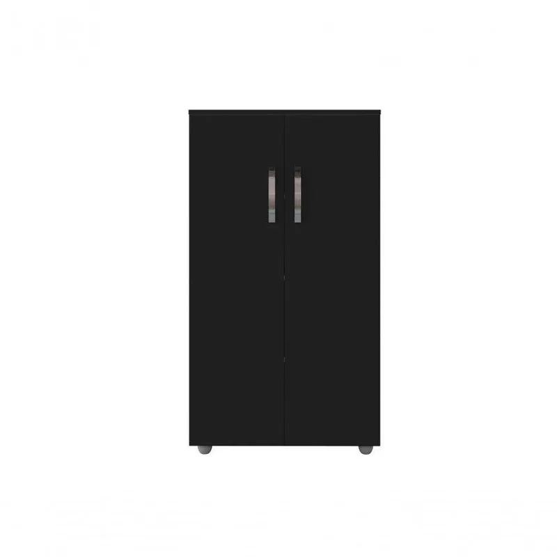 Armário Multiuso Rosana Com 2 Portas 3 Prateleiras Cor Preto - Ajl