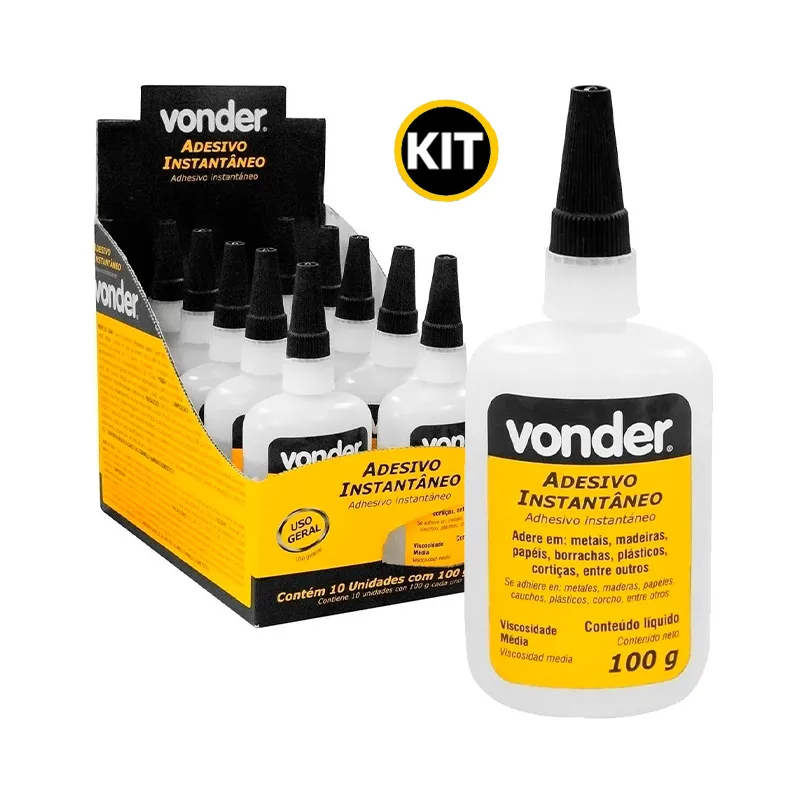 Kit 10 pecas Adesivo Instantaneo 100gr Vonder
