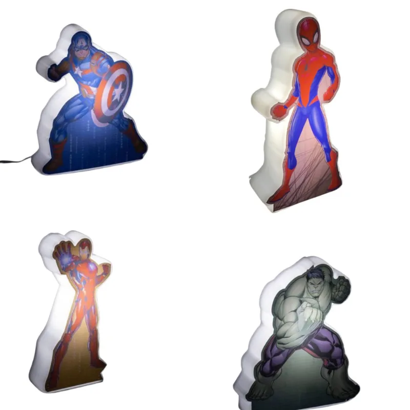 Kit 4 Luminária Vingadores Homem Aranha, Capitão américa