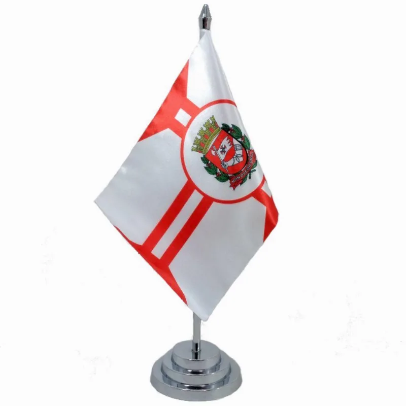 Bandeira Mesa Dupla Face Mun. São Paulo Mastro 29 Cm Alt