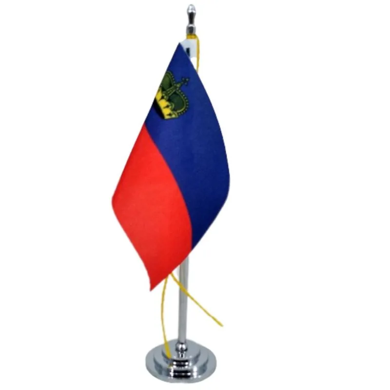 Mini Bandeira De Mesa De Liechtenstein Poliéster 15 Cm (mastro)