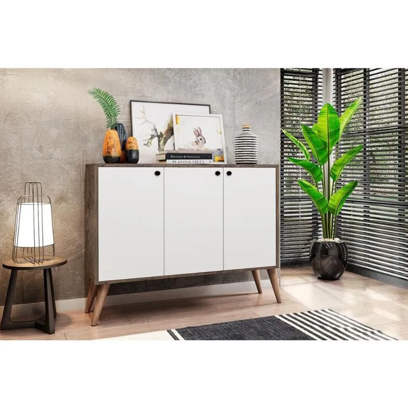 Aparador Buffet 3 Portas Brienza Castani com Branco