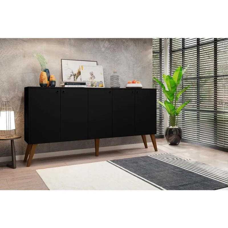 Aparador Buffet 5 Portas Preto Brienza