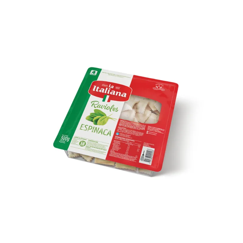 Ravioles de Espinaca Frescas 500 Grs 4 Porciones La Italiana