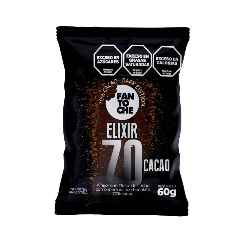 Alfajor Con Cobertura 70% Cacao elixir X 60 Grs fantoche