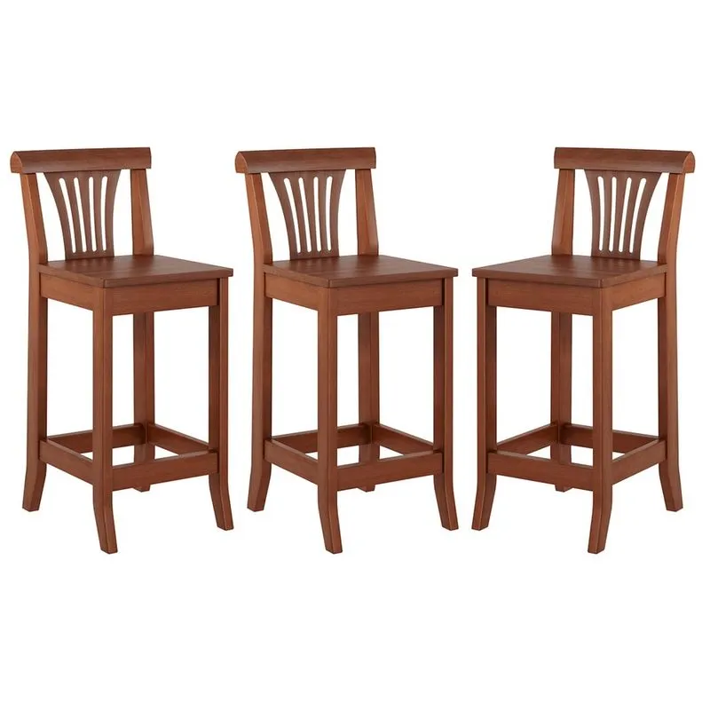 Kit 3 Banquetas Média Madeira Maciça Valentina 36x90Cm Bancada Cozinha Gourmet Verniz Imbuia - rmi