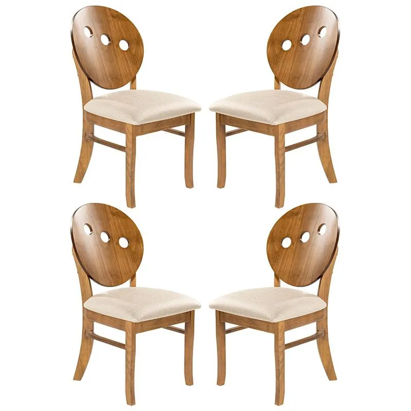 Kit 4 Cadeiras Estofada Florence 45 x 94 Cm Madeira Maciça Imbuia Linho Bege M58 - rmi