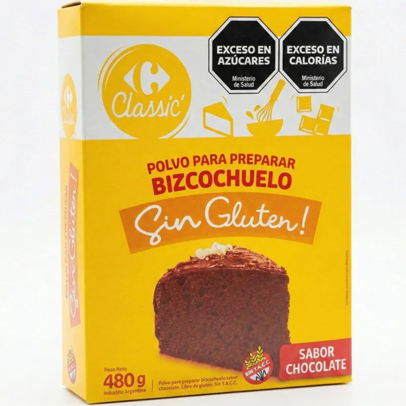 Premezcla para bizcochuelo Carrefour Classic chocolate 480 g. sin TACC
