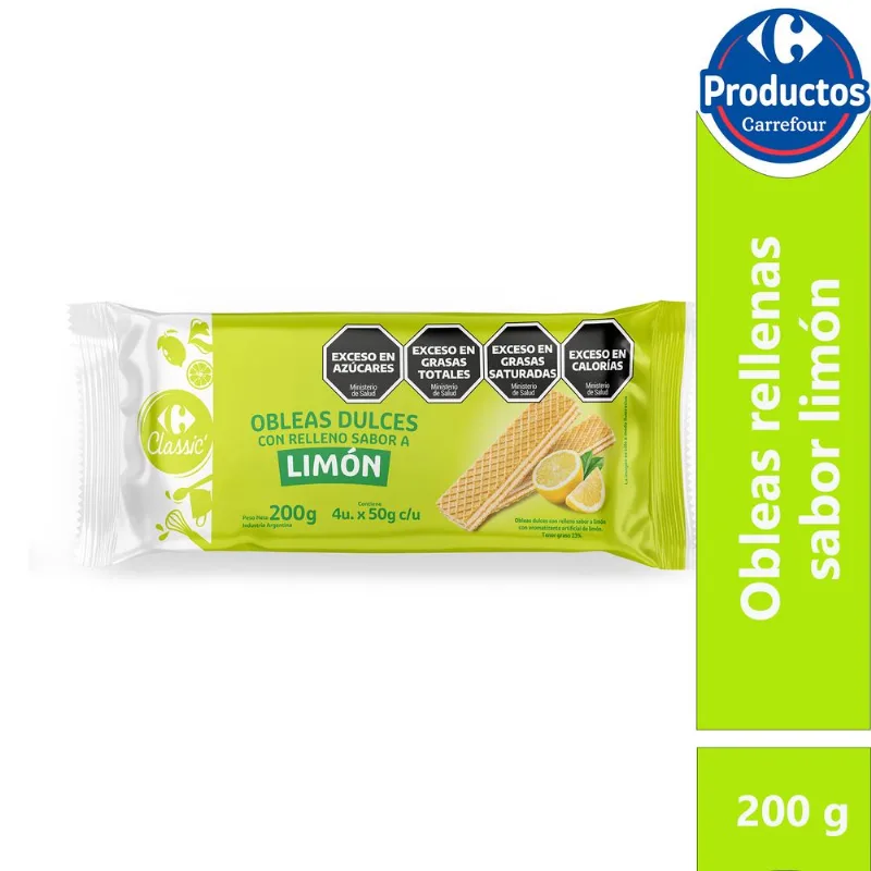 Obleas Carrefour classic limón 200 g. Obleas Carrefour classic limón 200 g.