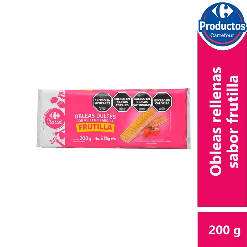 Obleas Carrefour classic frutilla 200 g. Obleas Carrefour classic frutilla 200 g.