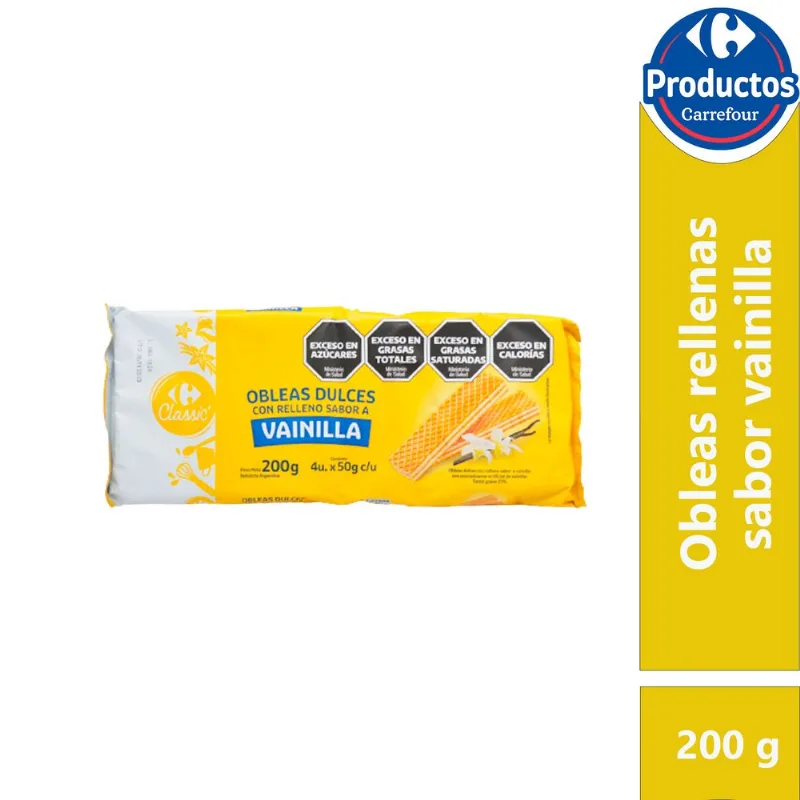 Obleas Carrefour classic vainilla 200 g.