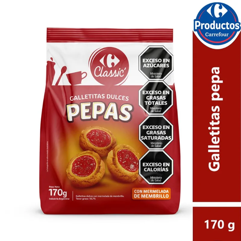 Galletitas pepas Carrefour classic 170 g.