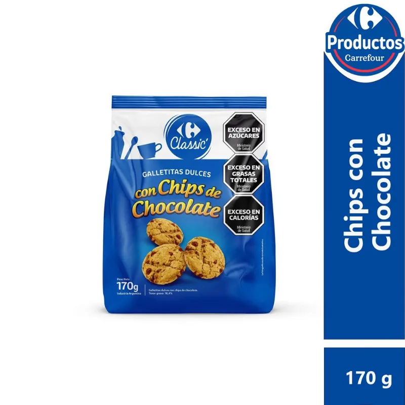 Galletitas Carrefour Classic dulces con chips de chocolate 170 g.