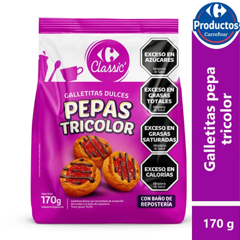 Galletitas Carrefour classic pepas tricolor 170 g. Galletitas Carrefour classic pepas tricolor 170 g.