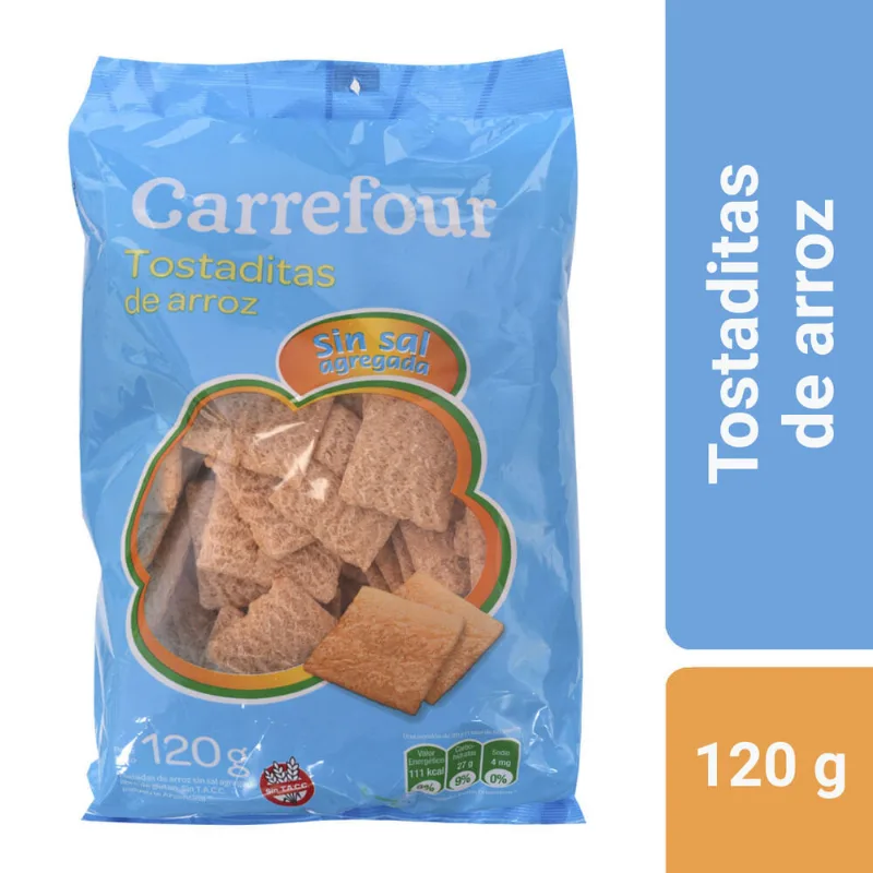 Tostadas de arroz Carrefour sin sal 120 g.