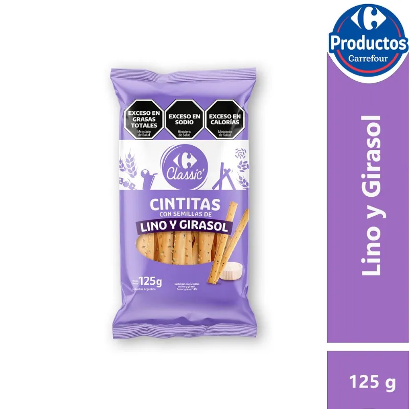Cintitas Carrefour con semillas 125 g.