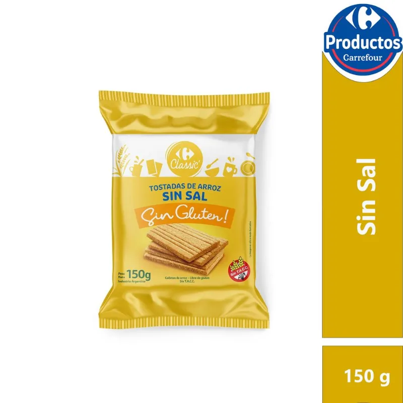 Tostadas de arroz sin sal Carrefour Classic 150 g.