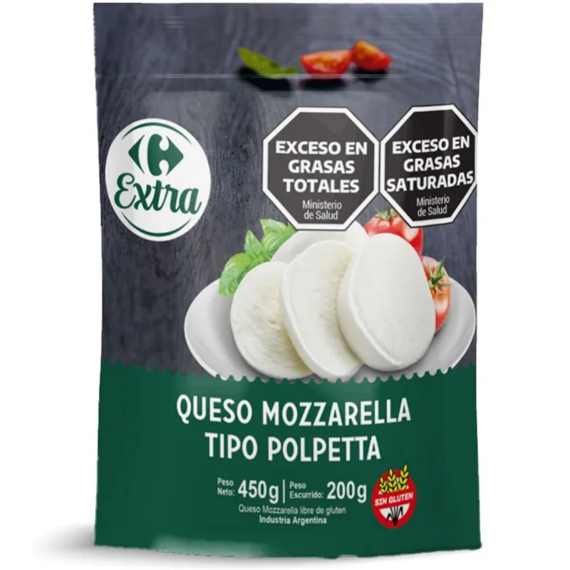 Queso Mozzarella Carrefour Extra tipo polpeta 200 g.