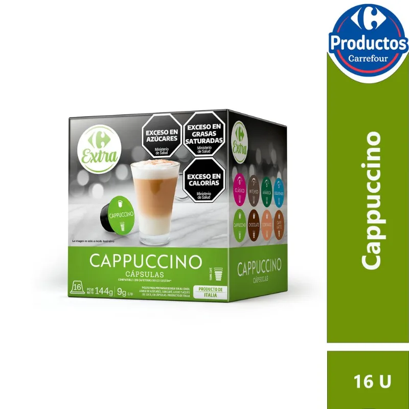 Cápsulas de café cappuccino Carrefour Extra x 16 uni