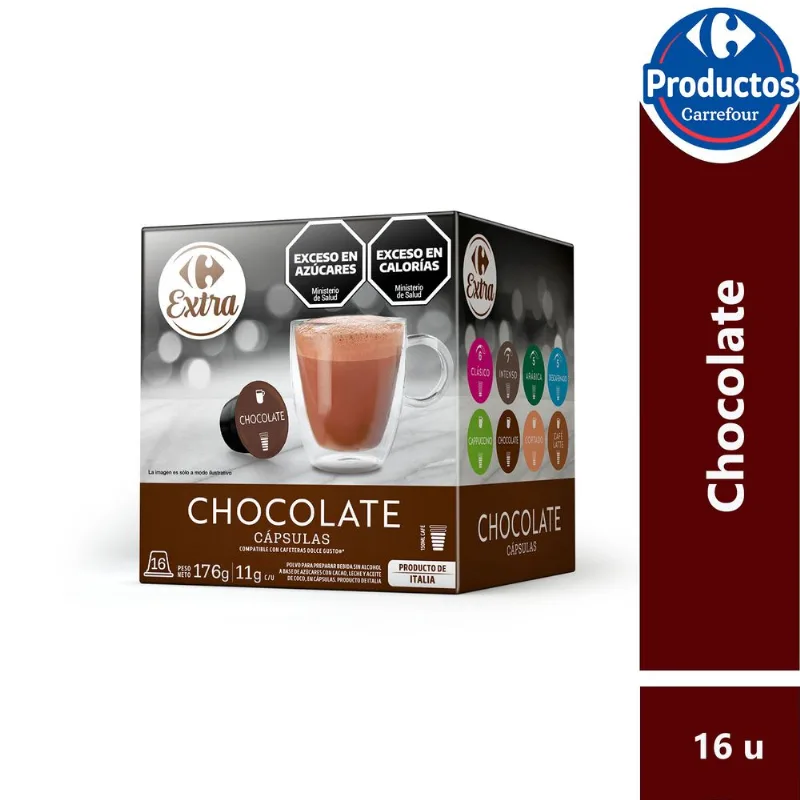 Cápsulas de chocolate Carrefour Extra x 16 uni