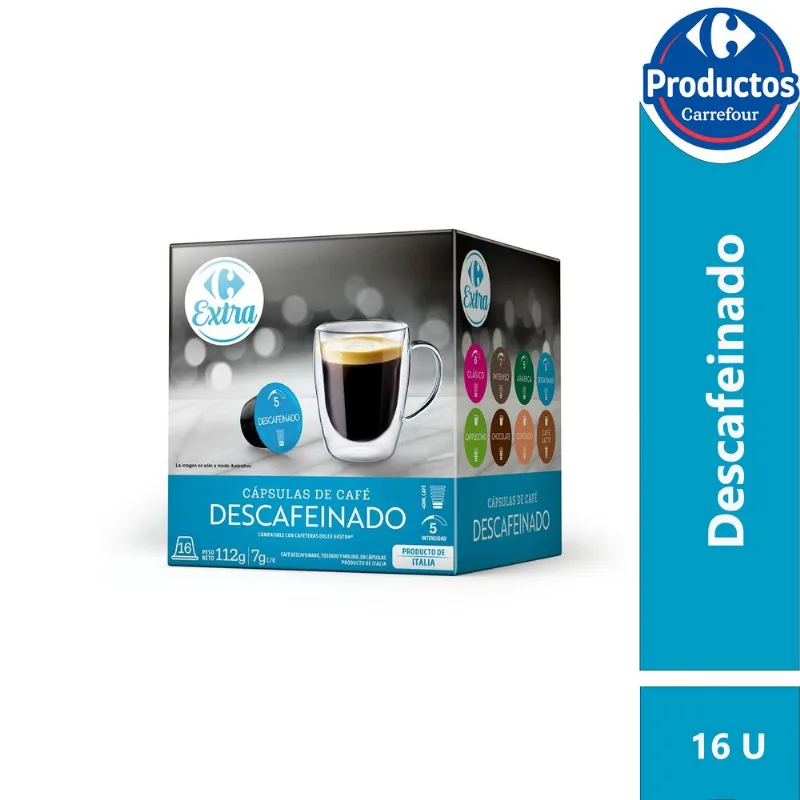 Cápsulas de café descafeinado Carrefour x 16 uni